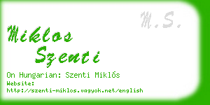 miklos szenti business card